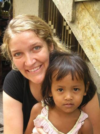 A Cambodian child with Amy.